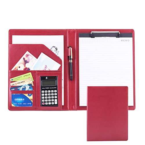 Persönlicher Terminplaner-Ordner, Halter Ring Datei Dokument Fall Multi Pocket und Legal Pad for Business Organizer Interview und Meeting(Red,12digit calculator) von CHAKEUZND