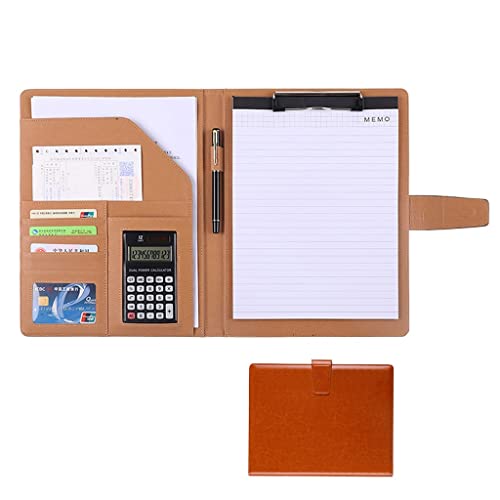 Persönlicher Terminplaner-Ordner, Ordner Binder Kunstleder Ordner for A4 Notebook Halter Business for Lebenslauf Legal Pad Interview(Brown,12digit calculator) von CHAKEUZND