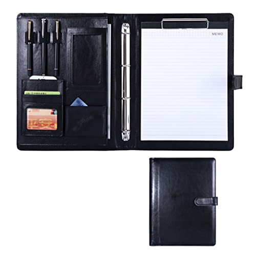 Persönlicher Terminplaner-Ordner, Ordner Professioneller Konferenz-Organizer Hülle Ringbuch Datei Lebenslauf Dokument Tasche(Black,No calculator) von CHAKEUZND