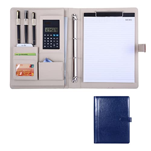 Persönlicher Terminplaner-Ordner, Ordner Professioneller Konferenz-Organizer Hülle Ringbuch Datei Lebenslauf Dokument Tasche(Blue,8digit calculator) von CHAKEUZND