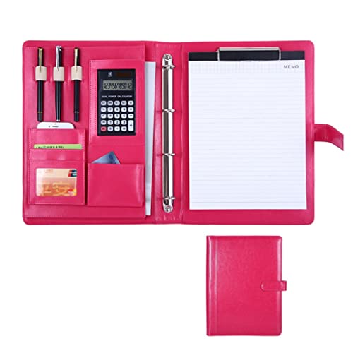 Persönlicher Terminplaner-Ordner, Ordner Professioneller Konferenz-Organizer Hülle Ringbuch Datei Lebenslauf Dokument Tasche(Pink,12digit calculator) von CHAKEUZND