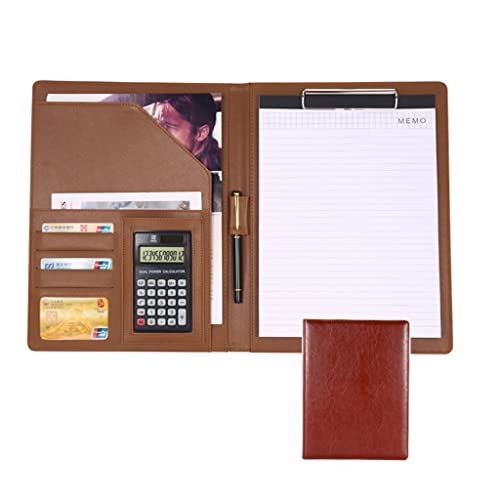Persönlicher Terminplaner-Ordner, Organizer mit Klemmbrett im Briefformat, A4-Ordner, Interview-/Lebenslauf-Dokument for Ablegen und Organisieren(Brown,12digit calculator) von CHAKEUZND