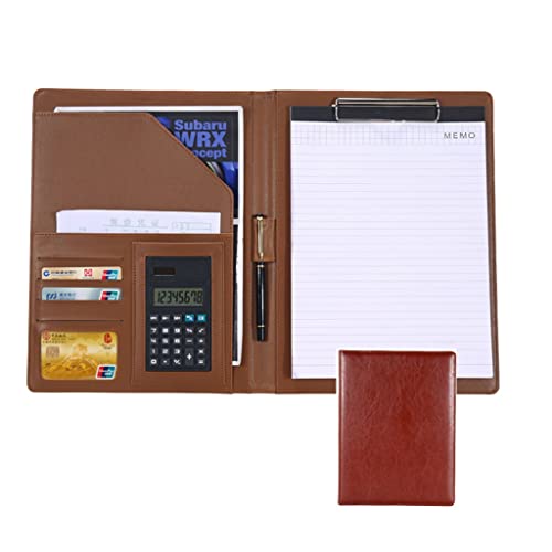 Persönlicher Terminplaner-Ordner, Organizer mit Klemmbrett im Briefformat, A4-Ordner, Interview-/Lebenslauf-Dokument for Ablegen und Organisieren(Brown,8digit calculator) von CHAKEUZND