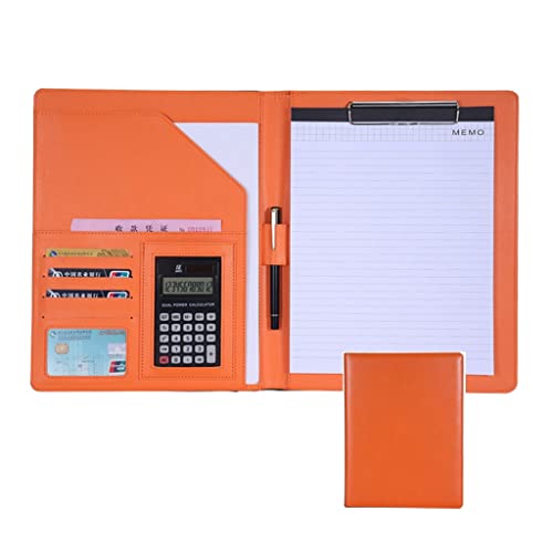 Persönlicher Terminplaner-Ordner, Organizer mit Klemmbrett im Briefformat, A4-Ordner, Interview-/Lebenslauf-Dokument for Ablegen und Organisieren(Orange,12digit calculator) von CHAKEUZND
