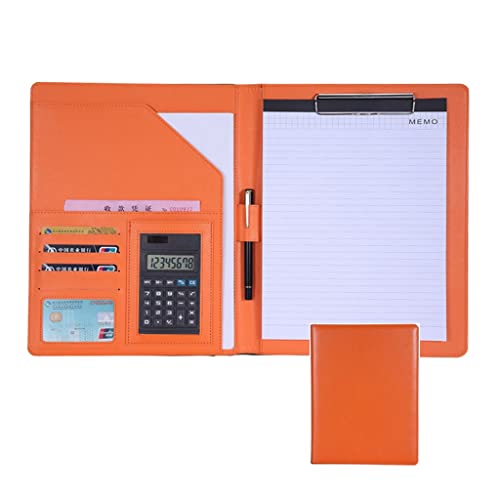 Persönlicher Terminplaner-Ordner, Organizer mit Klemmbrett im Briefformat, A4-Ordner, Interview-/Lebenslauf-Dokument for Ablegen und Organisieren(Orange,8digit calculator) von CHAKEUZND