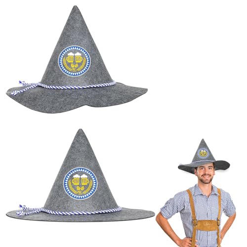 CHALA 2PCS Seppelhut Oktoberfest Hut Herren Oktoberfest Accessoires Bayrische Trachtenhut Herren Bayern Filzhut Oktoberfest Geschenke Bayernhut für Bier Festival München Mann Frau Kostüm Zubehör von CHALA