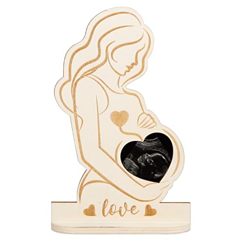 CHALA Werdende Mama Geschenk Schwangere Mama Bilderrahmen Holz Baby Ultraschall Fotorahmen Liebe im Bauch Pregnant Mama Geschenk Schwangerschaft Geschenkideen für Werdende Mutter Schwangere Babyparty von CHALA