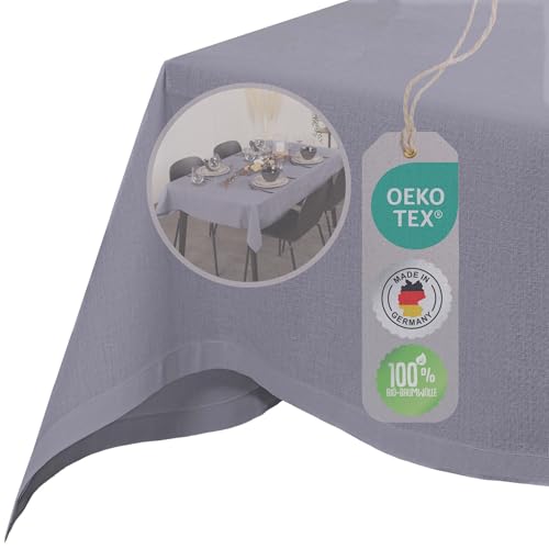 chambry Tischdecke 100% Bio Baumwolle Anthrazit 110cmx140cm Größe und Farbe wählbar robuste Tischwäsche ÖkoTex Zertifiziert Made in Germany von CHAMBRY MADE IN GERMANY