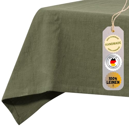 chambry Tischdecke 100% Leinen Stonewashed – Handarbeit Made in Germany – Größe und Farbe wählbar – hochwertige und nachhaltige Tischwäsche aus Naturmaterial - Khaki 110cm x 140cm chambry Tischdecke 100% Leinen Stonewashed – Handarbeit Made in Germany – Größe und Farbe wählbar – hochwertige und nachhaltige Tischwäsche aus Naturmaterial - Khaki 110cm x 140cm von CHAMBRY MADE IN GERMANY