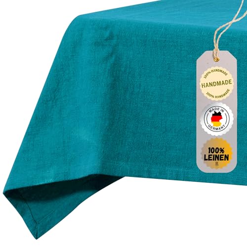 chambry Tischdecke 100% Leinen Stonewashed – Handarbeit Made in Germany – Größe und Farbe wählbar – hochwertige und nachhaltige Tischwäsche aus Naturmaterial - Petrol 110cm x 110cm chambry Tischdecke 100% Leinen Stonewashed – Handarbeit Made in Germany – Größe und Farbe wählbar – hochwertige und nachhaltige Tischwäsche aus Naturmaterial - Petrol 110cm x 110cm von CHAMBRY MADE IN GERMANY