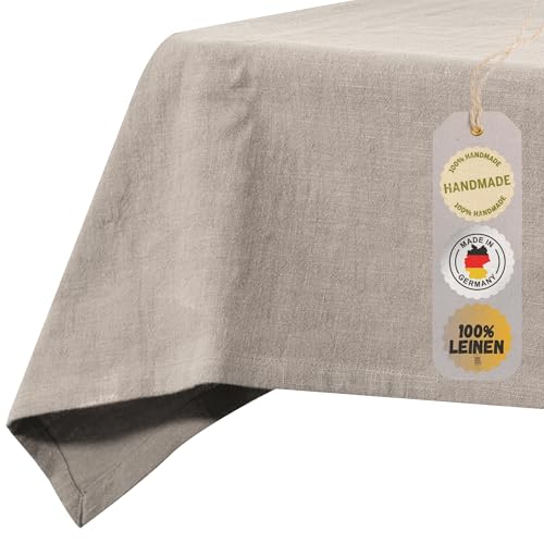 chambry Tischdecke 100% Leinen Stonewashed – Handarbeit Made in Germany – Größe und Farbe wählbar – hochwertige und nachhaltige Tischwäsche aus Naturmaterial - Sand 135cm x 360cm von CHAMBRY MADE IN GERMANY