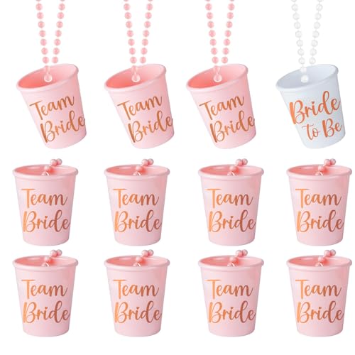 CHAMEEN 12 Stück JGA Braut Schnapsgläser Perlen Halskette Weiß Braut Rosa Team Braut JGA Accessoires Frauen Junggesellinnenabschied Deko für Bachelorette Brautparty zum Hen Party Umhängen CHAMEEN 12 Stück JGA Braut Schnapsgläser Perlen Halskette Weiß Braut Rosa Team Braut JGA Accessoires Frauen Junggesellinnenabschied Deko für Bachelorette Brautparty zum Hen Party Umhängen von CHAMEEN