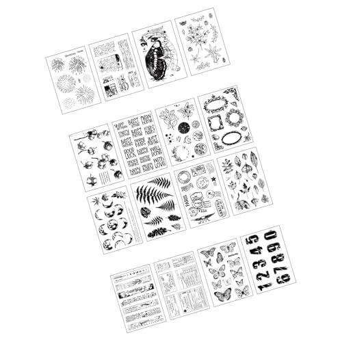 ＣＨＡＭＥＥＮ Clear Stamps Hintergrund 1 Motiv Klar Transparent Durchsichtig Silikonstempel Englisch Zahlen Pflanzen Zufällig von ＣＨＡＭＥＥＮ