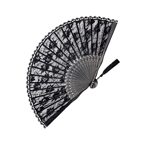 CHAMEEN Handfächer aus Schwarzer Spitze,Vintage Handfächer Spitze Schwarzer,Bambus Fächer Hochzeit Schwarzer Spitze,Taschenfächer Fächer Spitze,Fecher Schwarz Klein Fächer für Damen Hochzeitsgeschen CHAMEEN Handfächer aus Schwarzer Spitze,Vintage Handfächer Spitze Schwarzer,Bambus Fächer Hochzeit Schwarzer Spitze,Taschenfächer Fächer Spitze,Fecher Schwarz Klein Fächer für Damen Hochzeitsgeschen von CHAMEEN