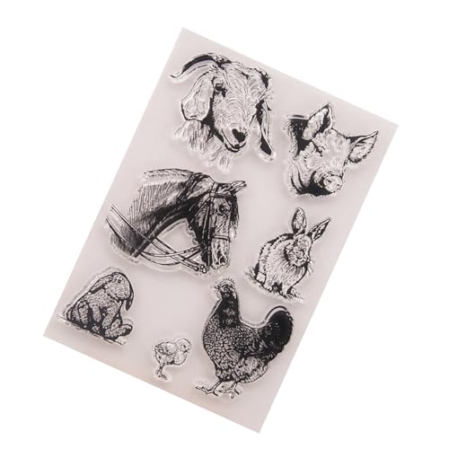 CHAMEEN Transparente Stempel In Tier Schaf Schwein Pferd Kaninchen Huhn Dynamic Silikonstempel Transparente Gummistempel für Die Kartengestaltung Fotoalbum Dekoration und DIY Scrapbooking CHAMEEN Transparente Stempel In Tier Schaf Schwein Pferd Kaninchen Huhn Dynamic Silikonstempel Transparente Gummistempel für Die Kartengestaltung Fotoalbum Dekoration und DIY Scrapbooking von CHAMEEN