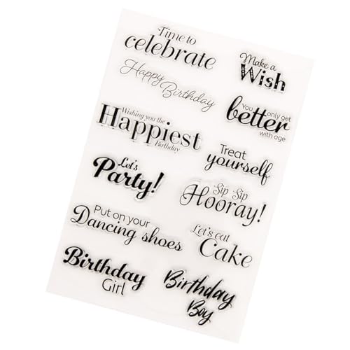 ＣＨＡＭＥＥＮ Words Time Celebrate Happy Birthday Make A Wish Let's Party Clear Stempel für DIY Scrapbooking Kartengestaltung Dekoration von ＣＨＡＭＥＥＮ