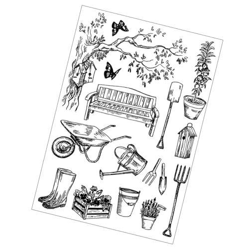 CHAMEEN Gartenwerkzeuge Stempel Thema Transparente Stempel für Karren Gießkanne Schaufel Stiefel Stempel Siegelstempel für DIY Scrapbooking Album Dekoration Kartenherstellung CHAMEEN Gartenwerkzeuge Stempel Thema Transparente Stempel für Karren Gießkanne Schaufel Stiefel Stempel Siegelstempel für DIY Scrapbooking Album Dekoration Kartenherstellung von CHAMEEN