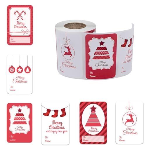 CHANGAR Weihnachtsanhänger Aufkleber Selbstklebende Weihnachtsfeiertage von Labels Weihnachtsdekorative Geschenketiketten (250 Stücke, 2.95 x 1.96 Zoll) von CHANGAR