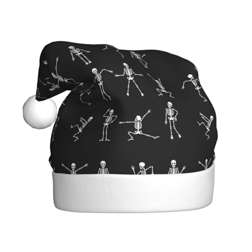 Niedliche Skelett-Weihnachtsmütze für Erwachsene, bedruckt, bequem, klassisch, Plüsch, Weihnachtsmannmütze für Weihnachten, festliche Party, Schwarz, Schwarz , Einheitsgröße Niedliche Skelett-Weihnachtsmütze für Erwachsene, bedruckt, bequem, klassisch, Plüsch, Weihnachtsmannmütze für Weihnachten, festliche Party, Schwarz, Schwarz , Einheitsgröße von CHANGLEI