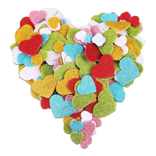 CHANGYUE 150pcs Glitzer Herzaufkleber Selbstklebender gemischter Farbschaumaufkleber (Multicolor) von CHANGYUE