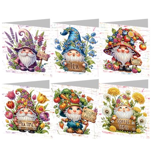 CHANGYUE 6PCS DIY Art Begrüßungskarten kreative Geburtstagskarten Kit Geschenke (GNOME) von CHANGYUE