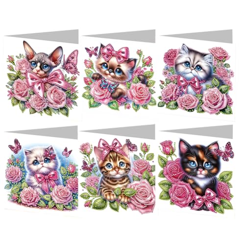CHANGYUE 6PCS DIY Art Begrüßungskarten kreative Geburtstagskarten Kit Geschenke (Katze) von CHANGYUE