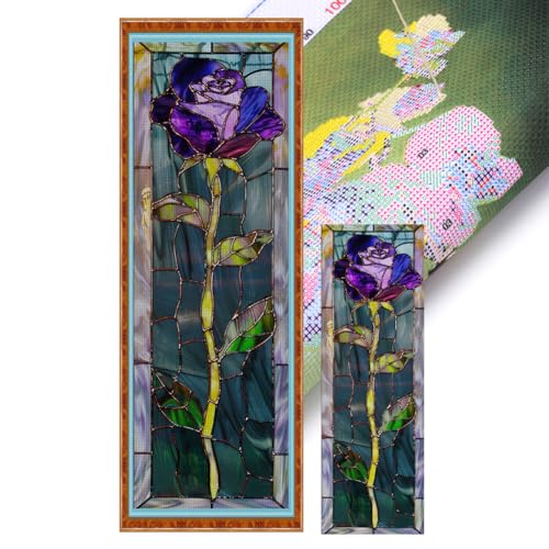 CHANGYUE Full Stickerei Eco-Cotton 11CT Print Fleckenglasblütenkreuzstich 30x90 cm von CHANGYUE