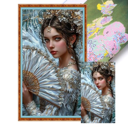 CHANGYUE Full Stickerei Eco-Cotton-Thread 14CT Printed Fan Girl Cross Stitch Kit 40x70cm von CHANGYUE