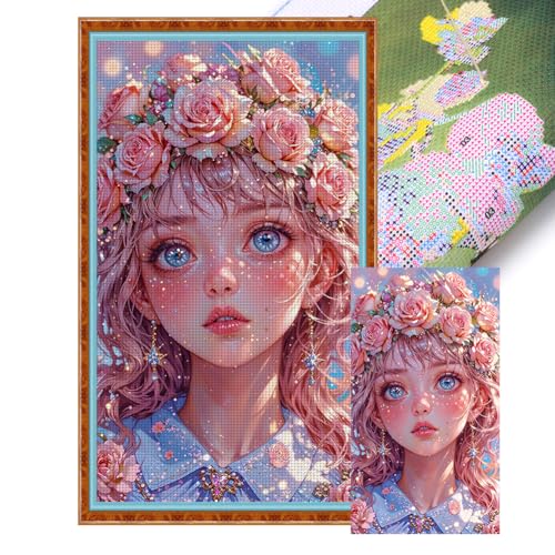 CHANGYUE Full Stickerei Eco-Cotton Thread 14ct Printed Girl Cross Stitch Kit 40x70cm von CHANGYUE