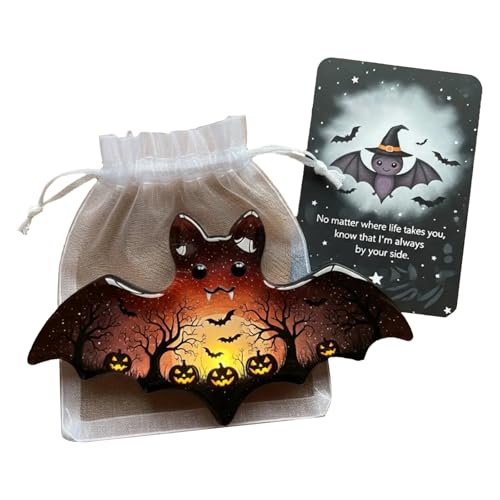 CHANGYUE Ghost Pocket Umarmung, Ghost Pocket Card, Halloween Ghosts Taschen Umarmungen mit Motivationskarte, Halloween emotionale Unterstützung Taschen Geschenk for Freunde Kinder (Fledermaus) von CHANGYUE