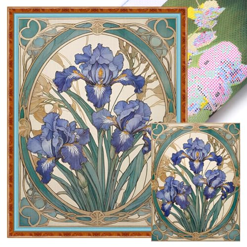 CHANGYUE Komplettes Stickerei-Kreuzstichset aus Öko-Baumwolle, 11 CT, bedruckt, Iris, 40 x 53 cm CHANGYUE Komplettes Stickerei-Kreuzstichset aus Öko-Baumwolle, 11 CT, bedruckt, Iris, 40 x 53 cm von CHANGYUE