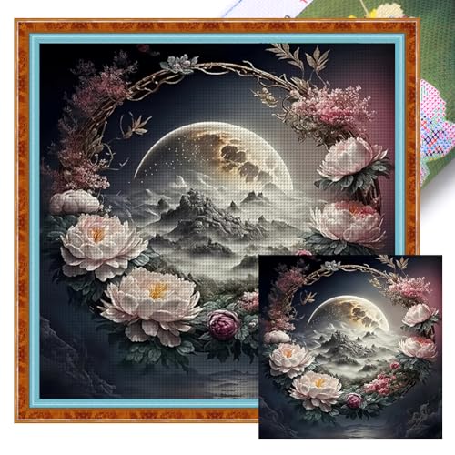 CHANGYUE Peony Mond gedrucktes Kreuzstich -Kit 45x45cm DIY 11CT Thread Art Nadelwork CHANGYUE Peony Mond gedrucktes Kreuzstich -Kit 45x45cm DIY 11CT Thread Art Nadelwork von CHANGYUE