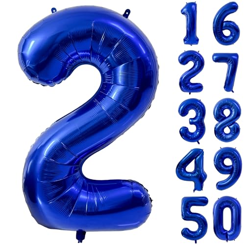 101,6 cm marineblauer Zahlenballon Dunkelblau 2 Luftballons Riesenfolie Helium Ballons Blau Zahl 2 Ballon für 2. Geburtstag Party Dekorationen von CHANGZHONG