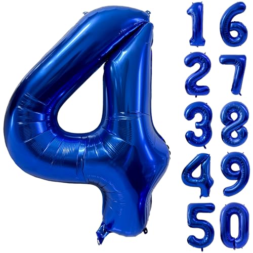 101,6 cm marineblauer Zahlenballon Dunkelblau 4 Luftballons Riesenfolie Helium Ballons Blau Zahl 4 Ballon für 4 Geburtstag Party Dekorationen von CHANGZHONG