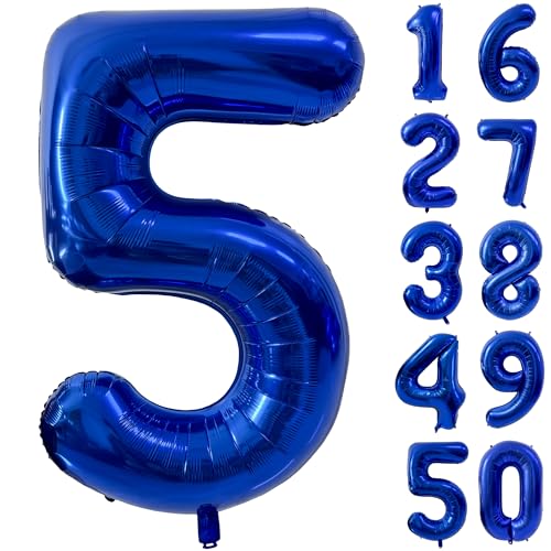 101,6 cm marineblauer Zahlenballon Dunkelblau 5 Luftballons Riesenfolie Helium Ballons Blau Zahl 5 Ballon für 5 Geburtstag Party Dekorationen von CHANGZHONG