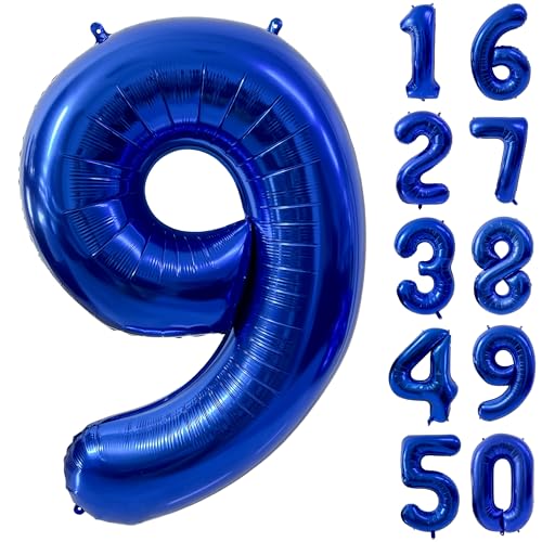 101,6 cm marineblauer Zahlenballon Dunkelblau 9 Luftballons Riesenfolie Helium Ballons Blau Zahl 9 Ballon für 9 Geburtstag Party Dekorationen von CHANGZHONG