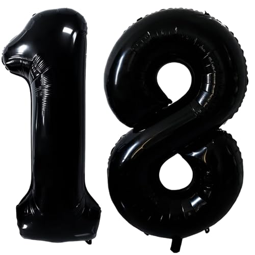 101.6 cm Schwarz 18 Luftballons Groß Schwarz 18 Zahlenballon 18 Geburtstag Ballon Schwarz Geburtstag Party Dekorationen Hochzeitstag Party Supplies (Nummer 18 oder 81) von CHANGZHONG