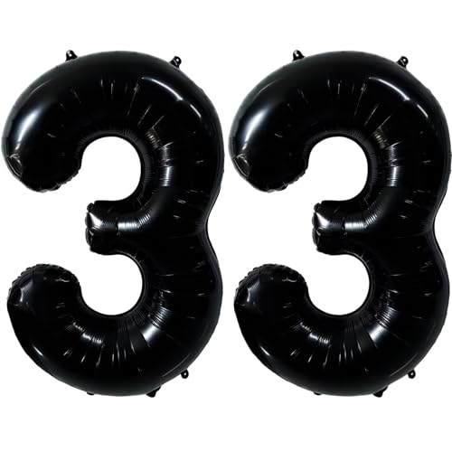 101.6 cm Schwarz 33 Luftballons Groß Schwarz 33 Zahlenballon 33 Geburtstag Ballon Schwarz Geburtstag Party Dekorationen Hochzeitstag Party Supplies (Nummer 33) von CHANGZHONG