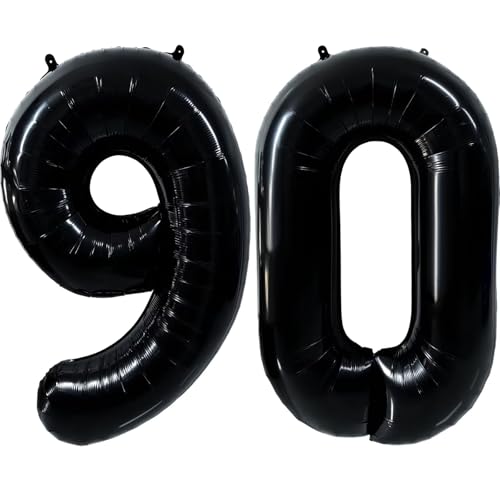 101.6 cm Schwarz 90 Luftballons Groß Schwarz 90 Zahlenballon 90 Geburtstag Ballon Schwarz Geburtstag Party Dekorationen Hochzeitstag Party Supplies (Nummer 90) von CHANGZHONG