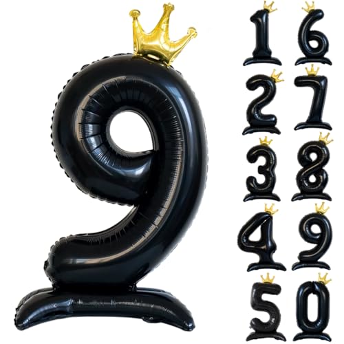 106,7 cm schwarzer Zahlenballon Schwarze Krone Luftballons 0-9 Stehende Zahl 9 Ballon mit Krone Kindergeburtstag Party Dekorationen Supplies Digital 9 106,7 cm schwarzer Zahlenballon Schwarze Krone Luftballons 0-9 Stehende Zahl 9 Ballon mit Krone Kindergeburtstag Party Dekorationen Supplies Digital 9 von CHANGZHONG
