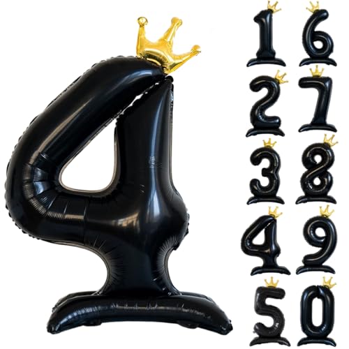106.7 cm Schwarz Zahlenballon Schwarze Krone Ballons 0-9 Stehende Zahl 4 Ballon mit Krone Riesen Folie Helium Ballons für Geburtstagsfeier Dekorationen Supplies Digital 4 106.7 cm Schwarz Zahlenballon Schwarze Krone Ballons 0-9 Stehende Zahl 4 Ballon mit Krone Riesen Folie Helium Ballons für Geburtstagsfeier Dekorationen Supplies Digital 4 von CHANGZHONG