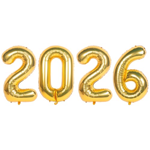 2026 Luftballon 40 Zoll Gold 2026 Zahlenballons Groß 2026 Folie Neujahrsballons Perfekt für Geburtstage Weihnachten Abschlussfeiern und Silvester Party Dekorationen von CHANGZHONG