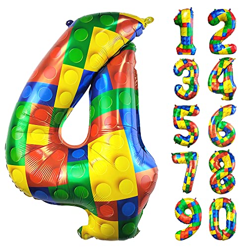 CHANGZHONG® Baustein Geburtstag Ballon Zahl 4 in Farbe Riesen Folienballon Mylar luftballon für Mädchen Jungen Geburtstag Party Dekoration Supplies CHANGZHONG® Baustein Geburtstag Ballon Zahl 4 in Farbe Riesen Folienballon Mylar luftballon für Mädchen Jungen Geburtstag Party Dekoration Supplies von CHANGZHONG