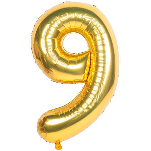 40 Zoll 0 to 9 in Gold Nummer Folienballon Helium Zahlenballon Luftballon Riesenzahl Party Hochzeit Kindergeburtstag Geburtstag Nummer 9 von CHANGZHONG