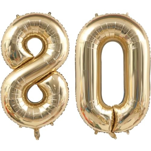 40 Zoll Gold Luftballon Zahlen 80 Champagner Gold Ballon 80. Geburtstag Deko Hell gold Folienballon Zahl 80 Riesenzahl Ballon 80 Party Hochzeit Kindergeburtstag Geburtstag Nummer 80 von CHANGZHONG