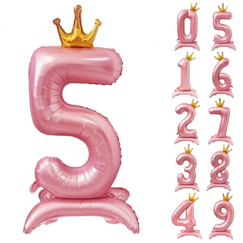 42 Zoll Rosa Zahl Ballon Stehende Zahl 5 Luftballon mit Krone Rosa Krone Ballon Zahlen 0-9 Groß Helium Ballons für Geburtstag Party Dekorationen Hochzeit Deko 42 Zoll Rosa Zahl Ballon Stehende Zahl 5 Luftballon mit Krone Rosa Krone Ballon Zahlen 0-9 Groß Helium Ballons für Geburtstag Party Dekorationen Hochzeit Deko von CHANGZHONG