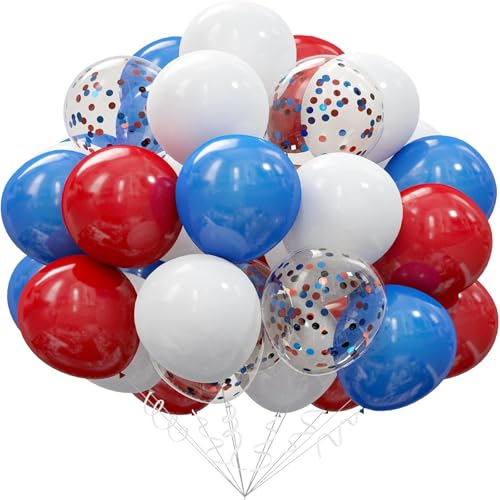 55-teiliges Latex-Ballon-Set, 30,5 cm, Konfetti-Latex-Ballon, blau-weißer und roter Ballon für Abschlussfeier, Geburtstag, Party, Babyparty, Brautparty, Hochzeitsdekoration von CHANGZHONG