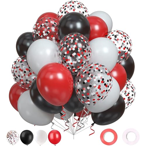 60 Stück Latex-Luftballons, 30,5 cm, Latex-Ballon, rot, schwarz und weiß, Ballon, Geburtstag, Rennwagen, Motto-Party, Dekoration, Zubehör 60 Stück Latex-Luftballons, 30,5 cm, Latex-Ballon, rot, schwarz und weiß, Ballon, Geburtstag, Rennwagen, Motto-Party, Dekoration, Zubehör von CHANGZHONG
