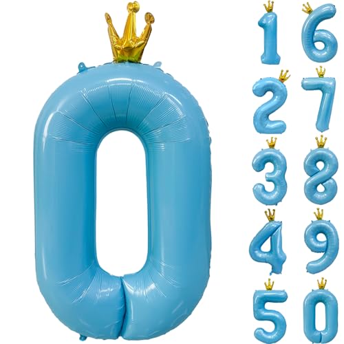 Blaue Zahl 0 Luftballons mit Krone, 101,6 cm hellblau 0 Ballon blaue Kronenballons 0-9 für Geburtstagsparty Jubiläum Dekorationen Supplies Blaue Zahl 0 Luftballons mit Krone, 101,6 cm hellblau 0 Ballon blaue Kronenballons 0-9 für Geburtstagsparty Jubiläum Dekorationen Supplies von CHANGZHONG