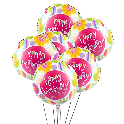 CHANGZHONG 18 Zoll Happy Birthday Folienballons Runde Mylar Helium Ballon Geburtstags Luftballon Geburtstagsballon für Geburtstag Mädchen Jungen Kindergeburtstag Party Dekoration 6 Stück von CHANGZHONG